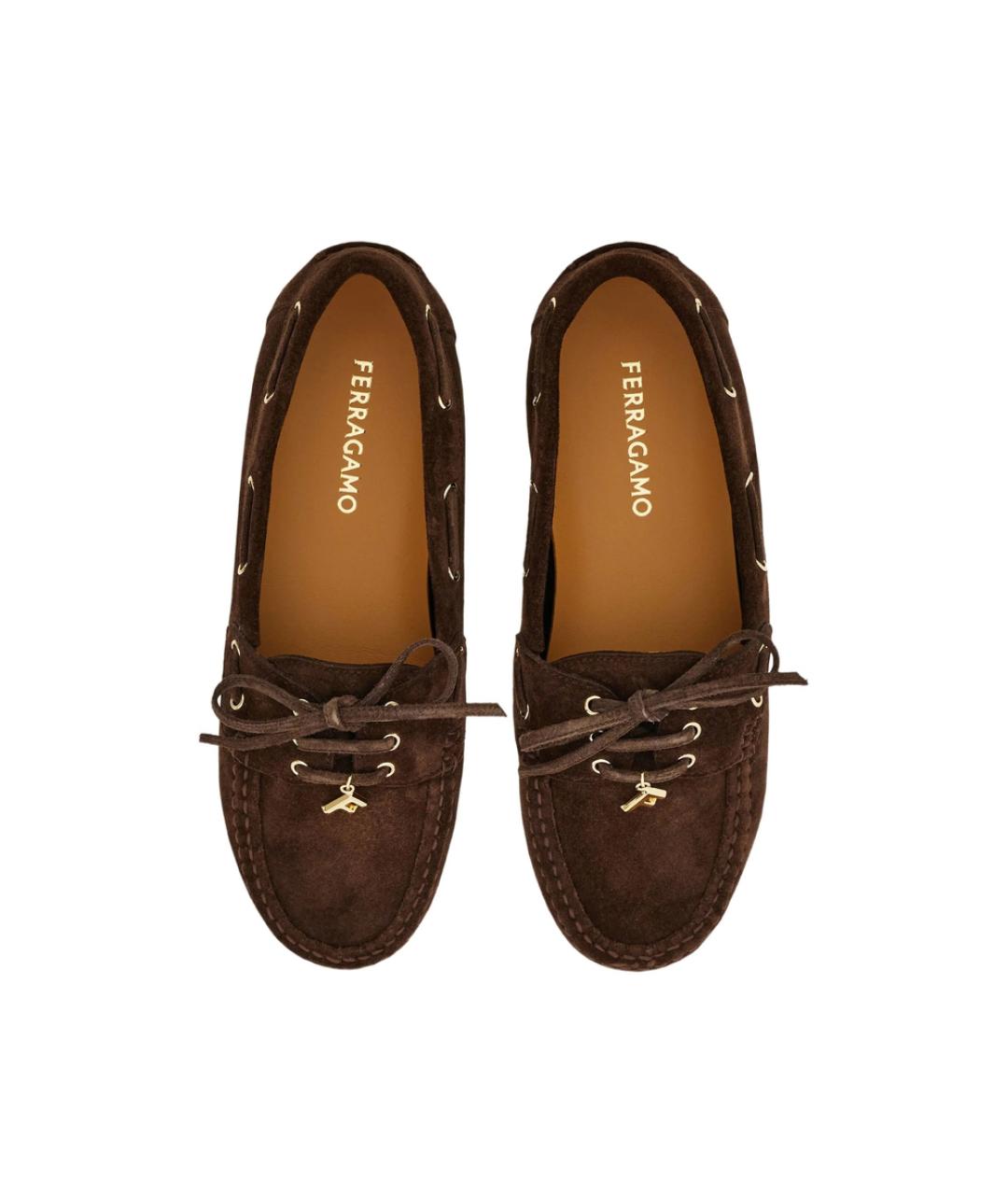 FERRAGAMO Коричневые кожаные лоферы, фото 3