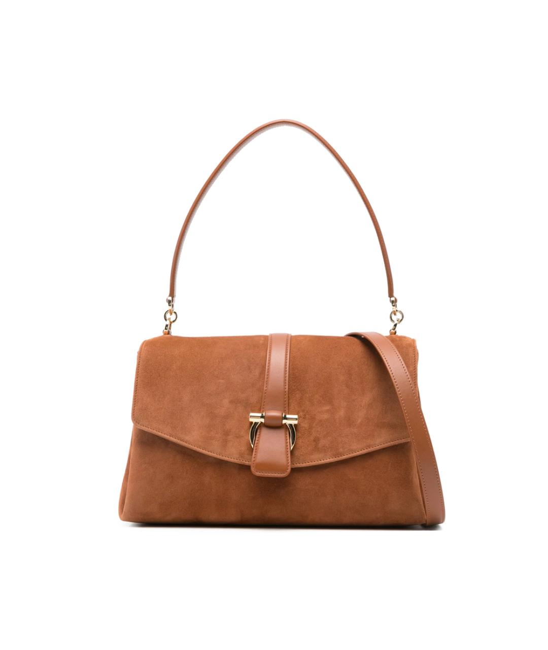 FERRAGAMO Коричневая замшевая сумка через плечо, фото 1