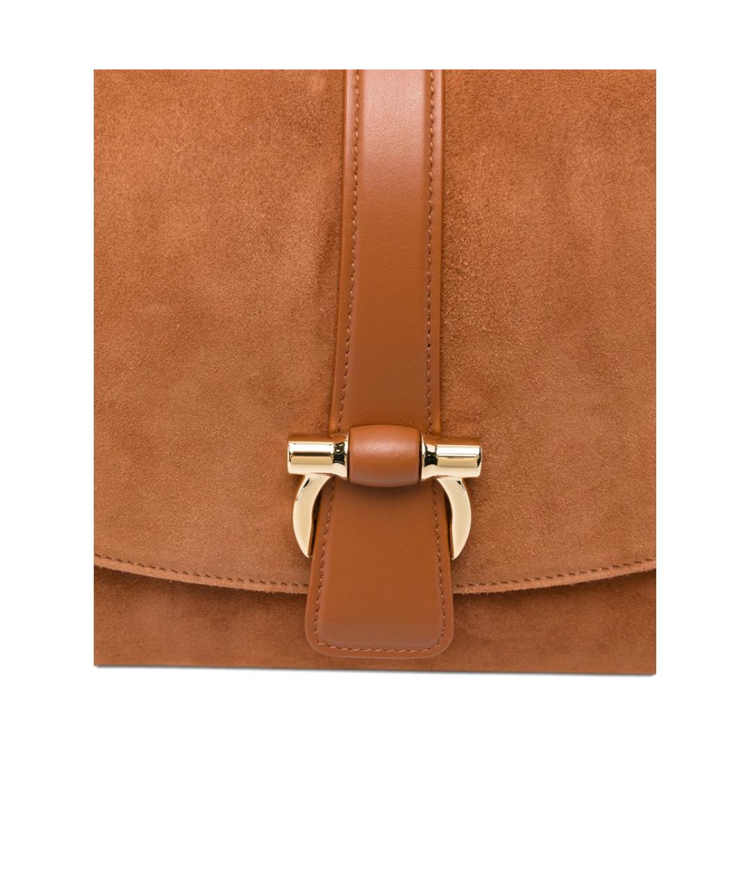 FERRAGAMO Коричневая замшевая сумка через плечо, фото 3