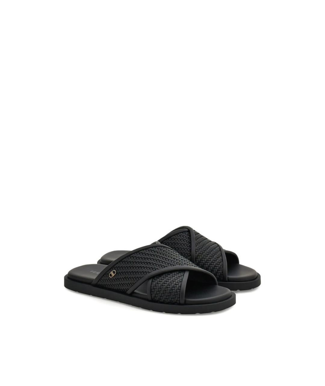 FERRAGAMO Черные кожаные сандалии, фото 2