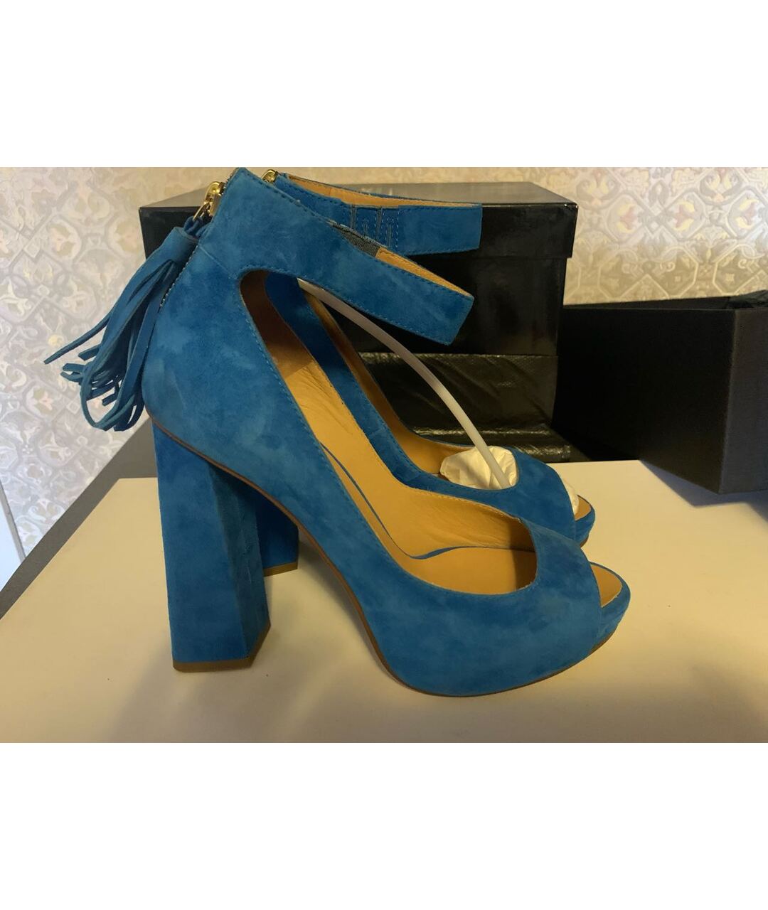 DSQUARED2 Синие замшевые босоножки, фото 8