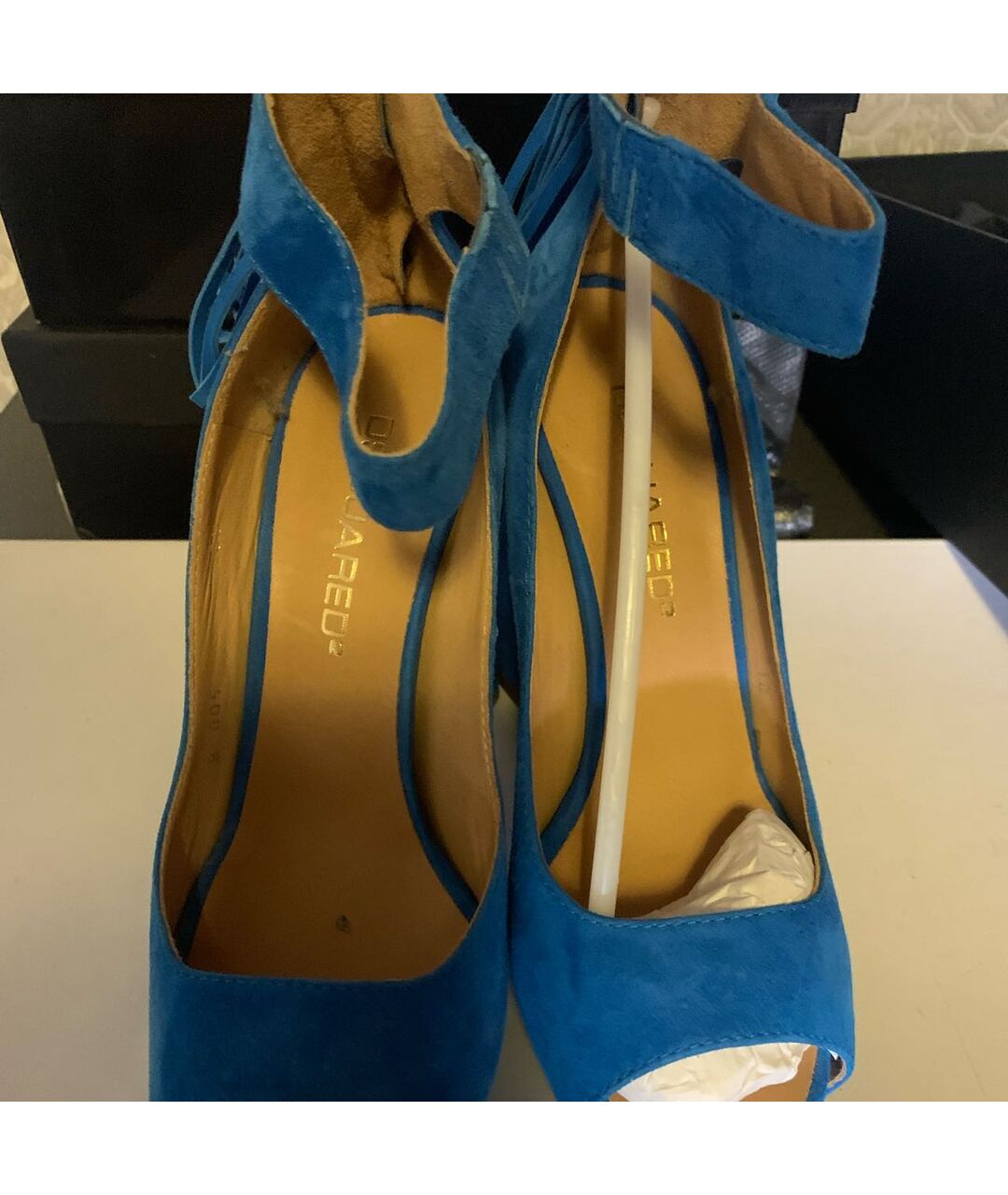 DSQUARED2 Синие замшевые босоножки, фото 4