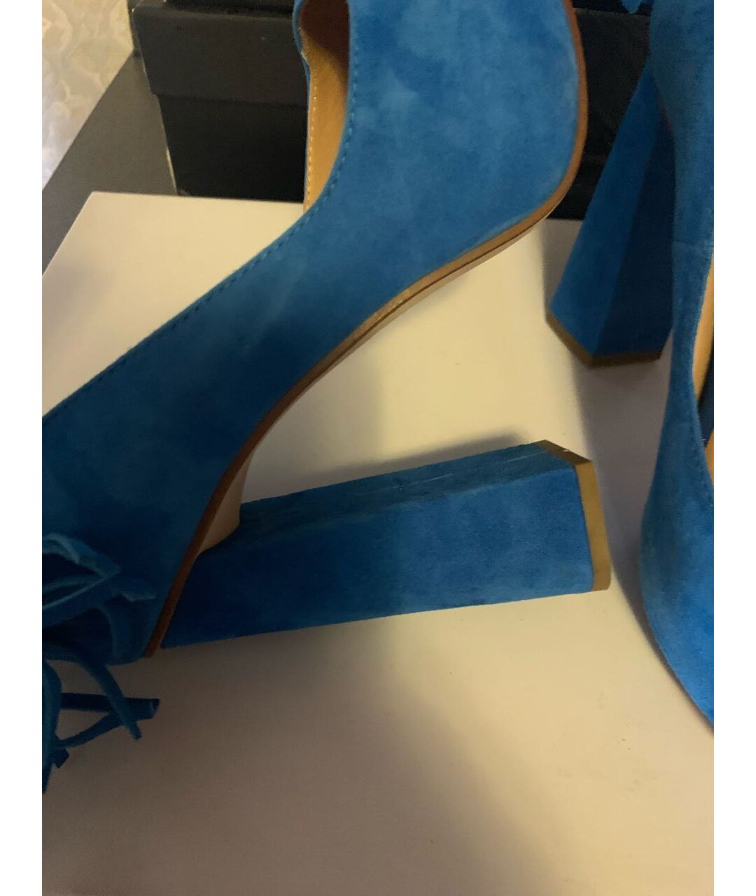 DSQUARED2 Синие замшевые босоножки, фото 5