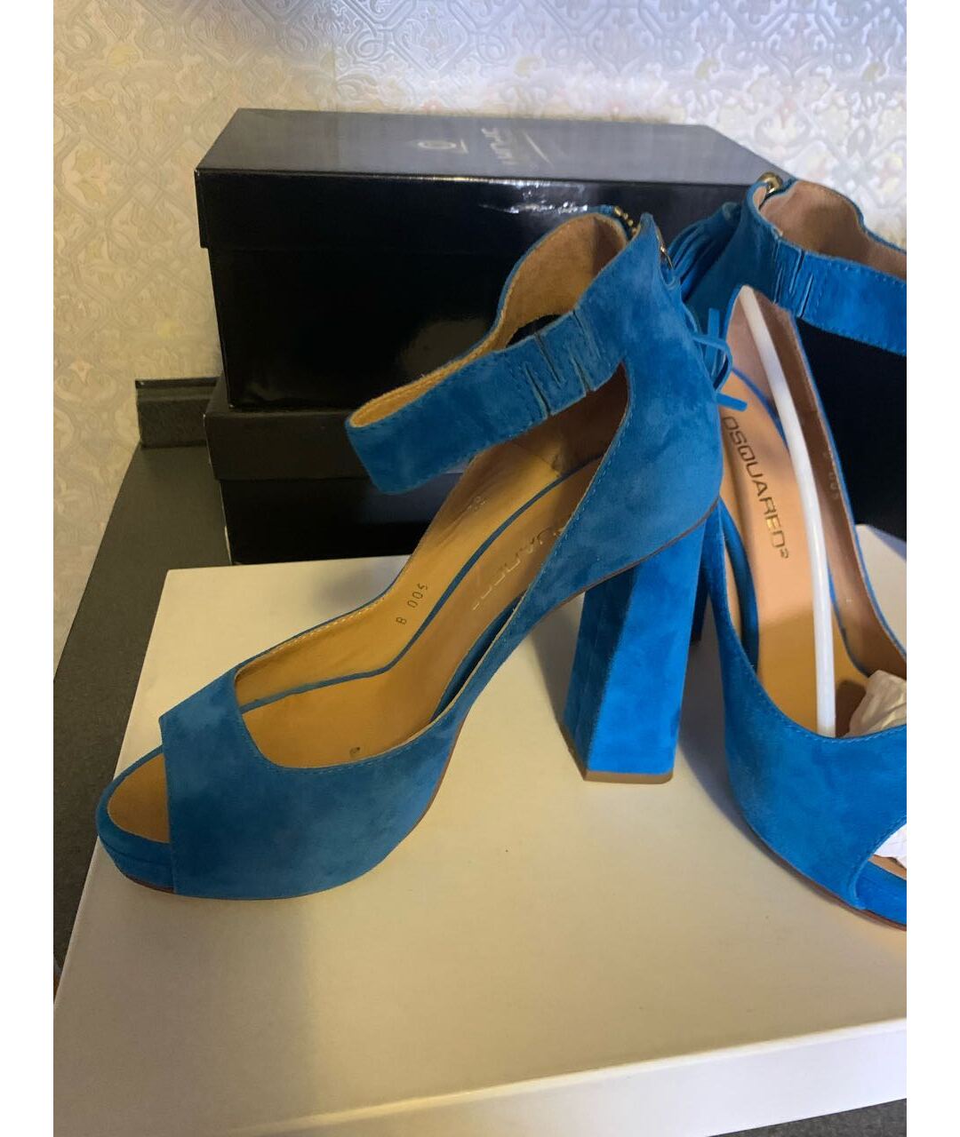 DSQUARED2 Синие замшевые босоножки, фото 3