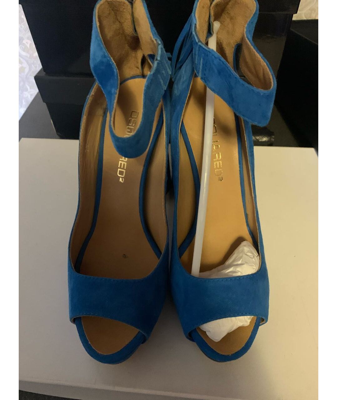 DSQUARED2 Синие замшевые босоножки, фото 2