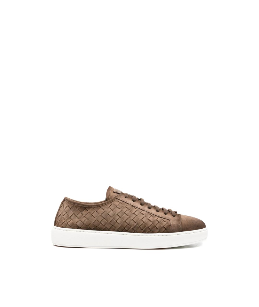 SANTONI Коричневые низкие кроссовки / кеды, фото 1