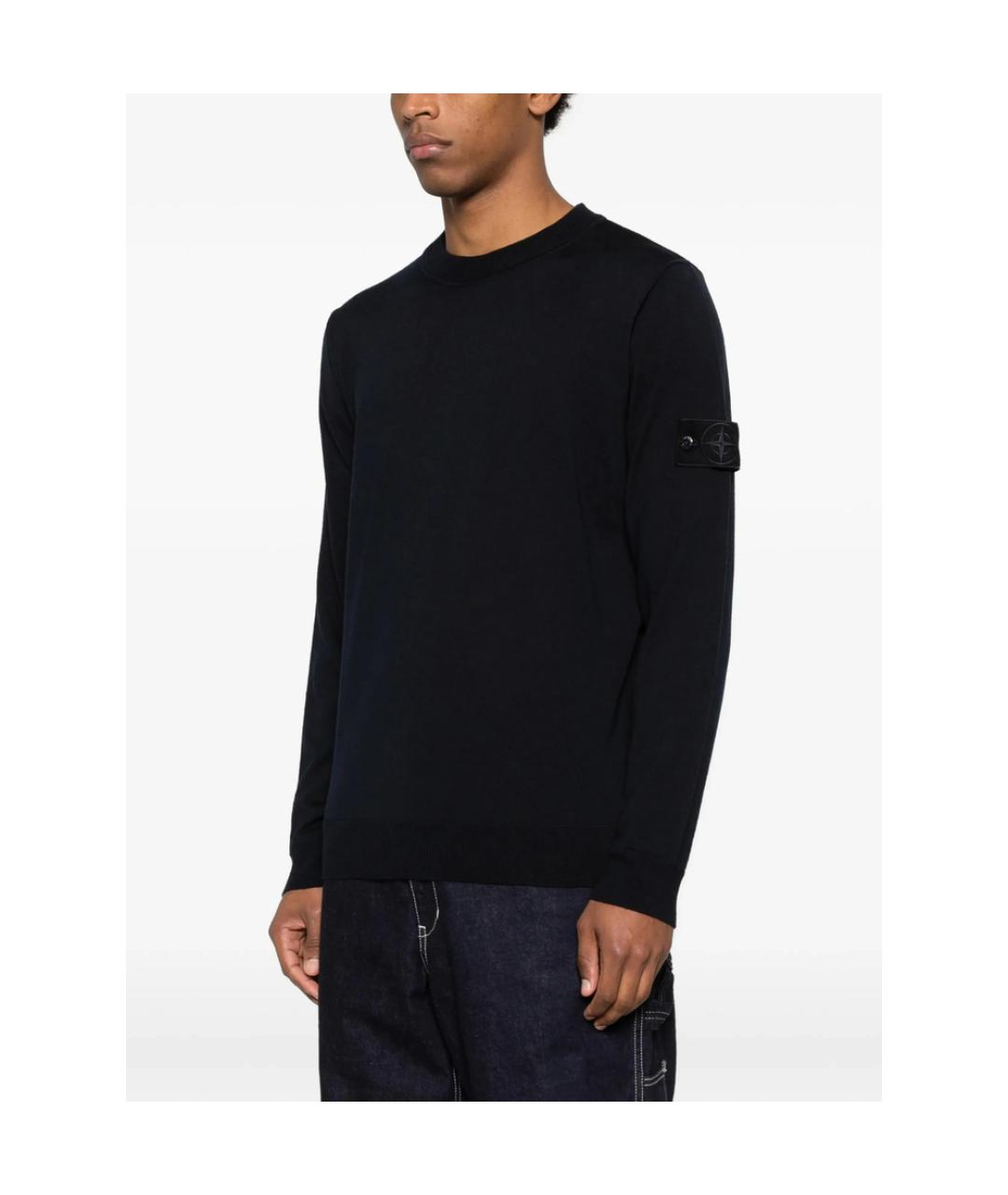 STONE ISLAND Темно-синий шерстяной джемпер / свитер, фото 4