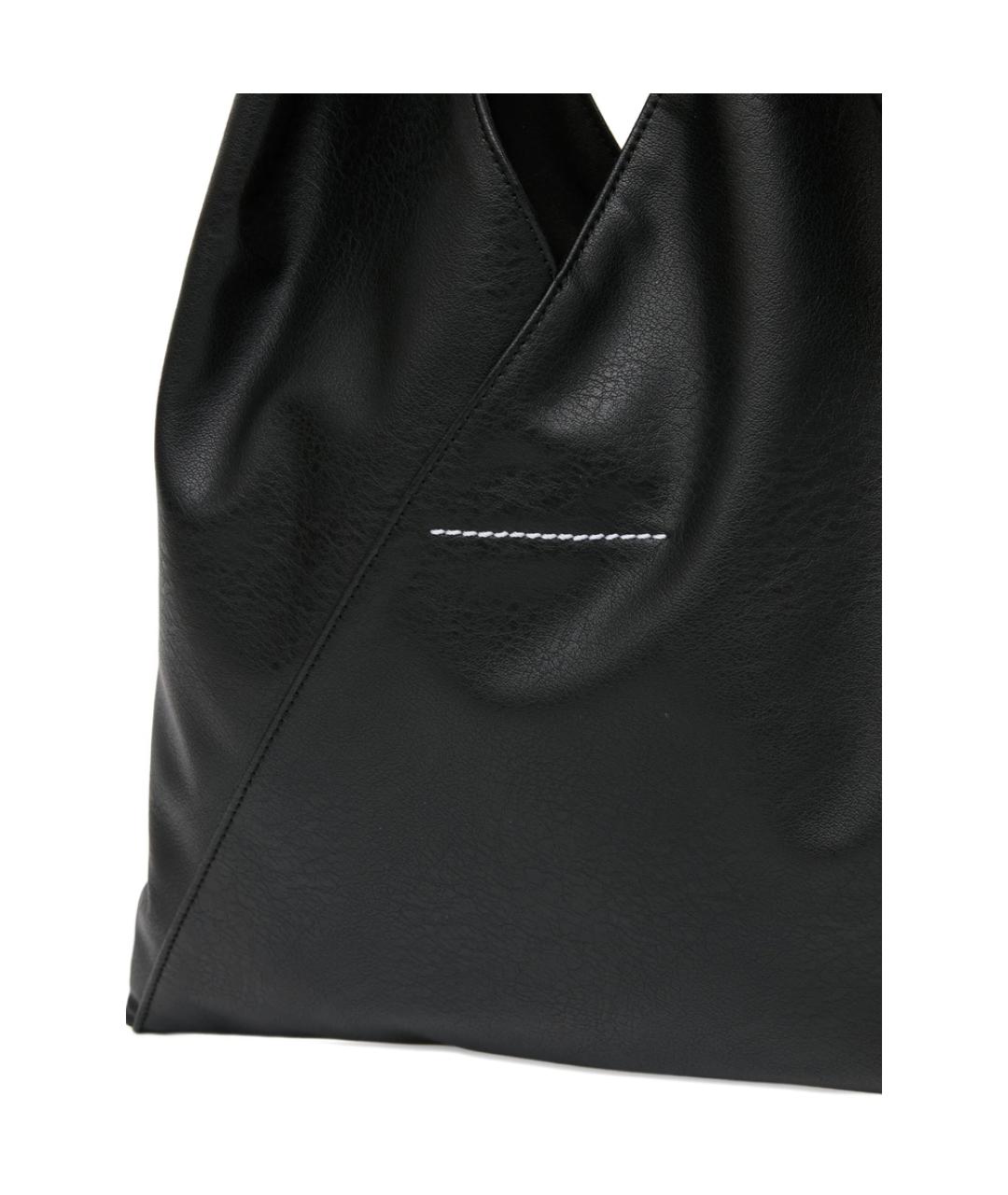 MM6 MAISON MARGIELA Черная кожаная сумка тоут, фото 2