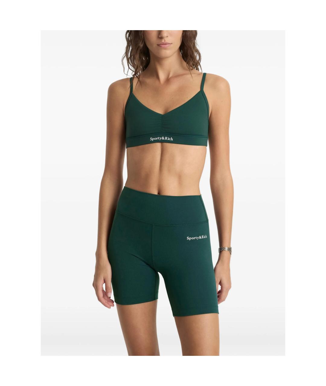 SPORTY AND RICH Зеленые полиамидовые спортивные брюки и шорты, фото 2
