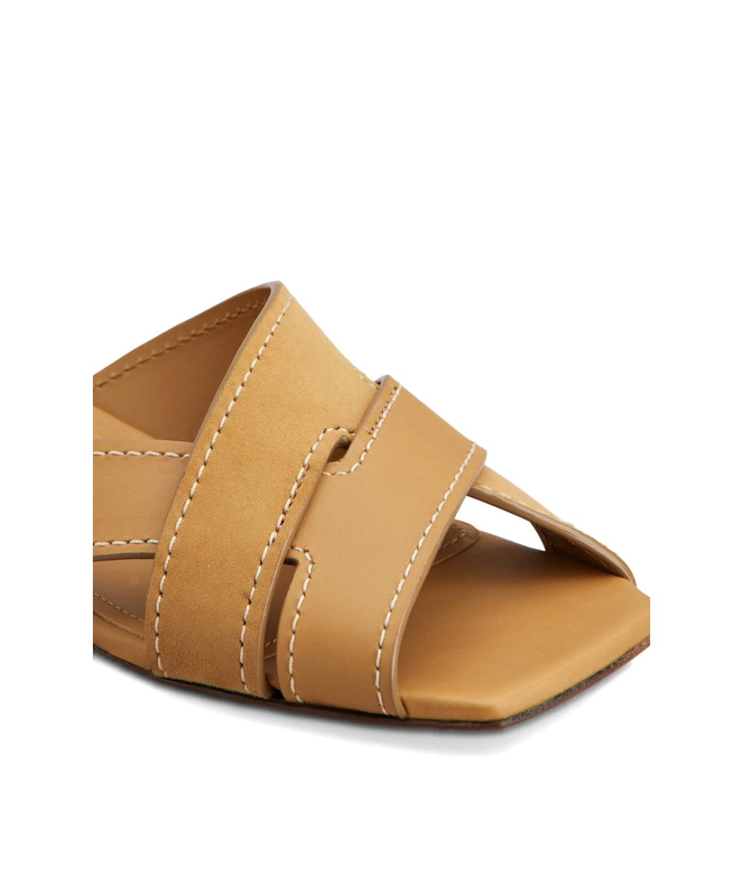 TOD'S Бежевые кожаные шлепанцы, фото 4