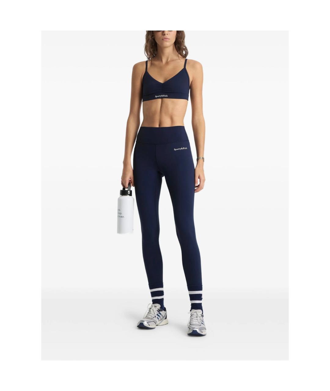 SPORTY AND RICH Синие полиамидовые леггинсы и велосипедки, фото 2