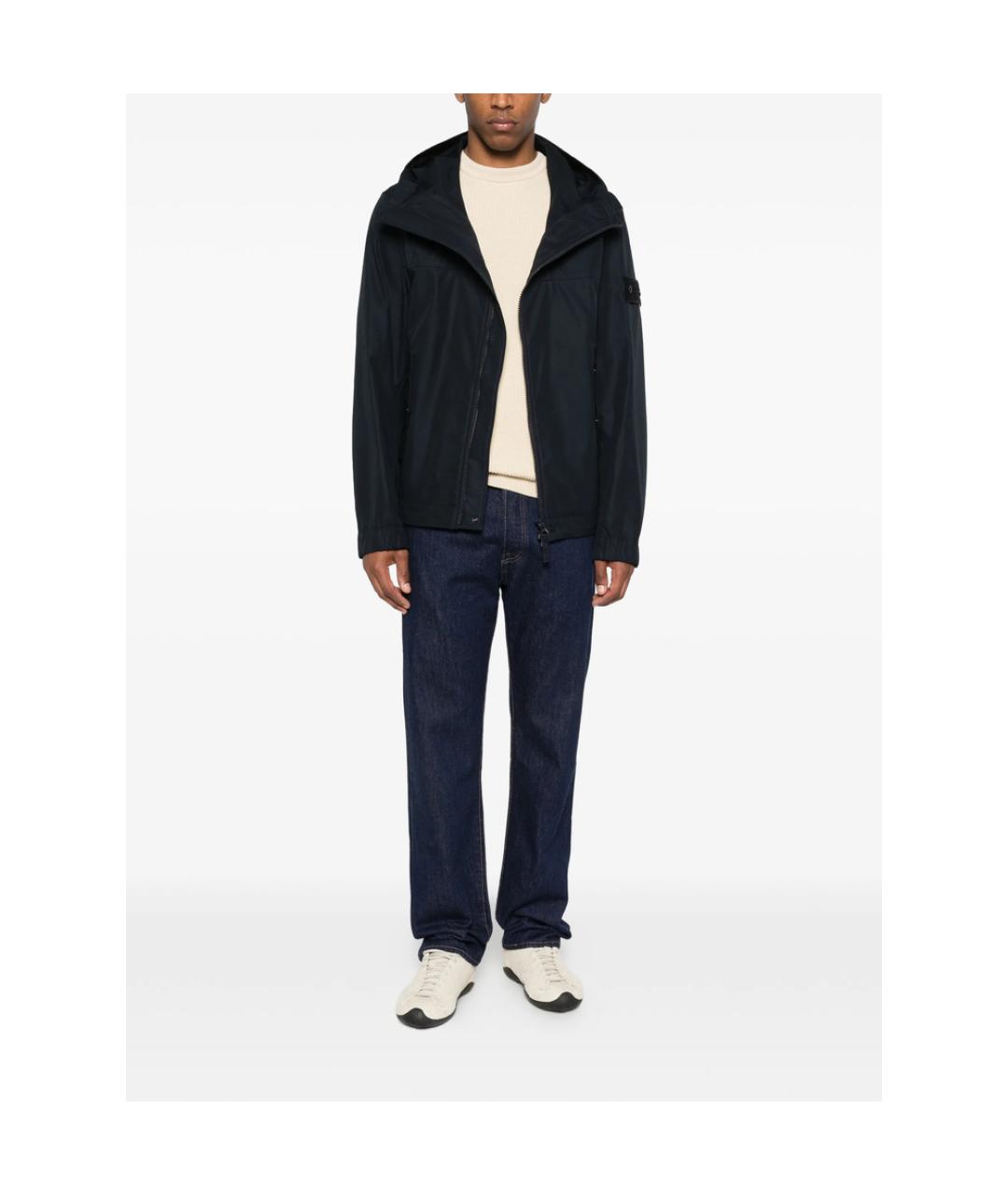 STONE ISLAND Темно-синяя хлопковая куртка, фото 4