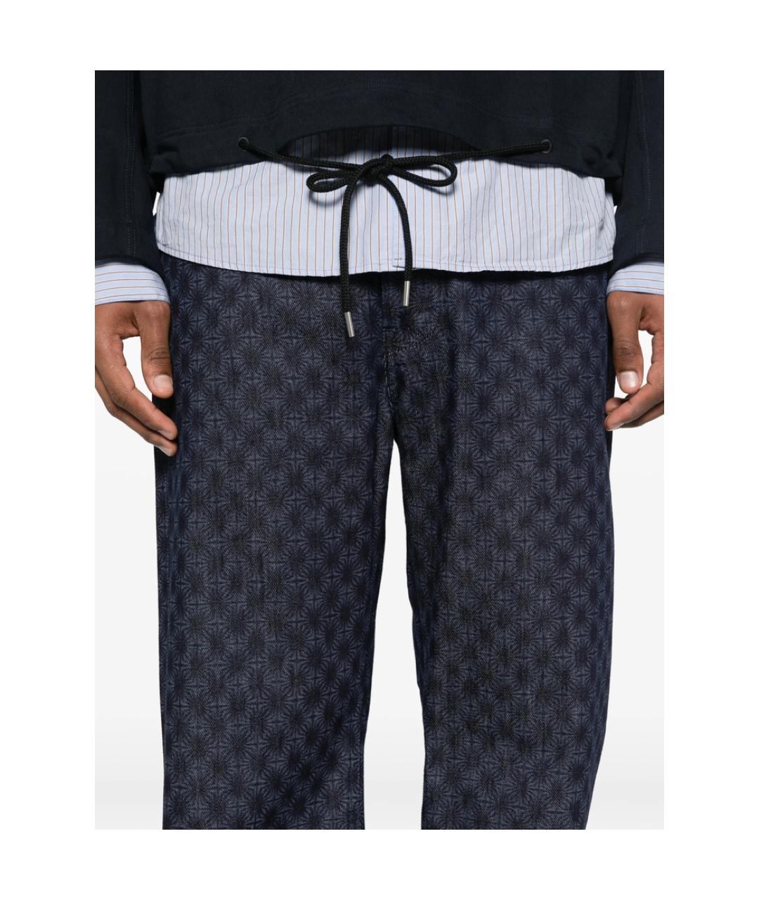 DRIES VAN NOTEN Синие хлопковые прямые джинсы, фото 2