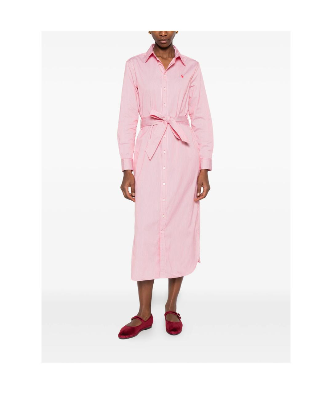RALPH LAUREN Розовое хлопковое повседневное платье, фото 2