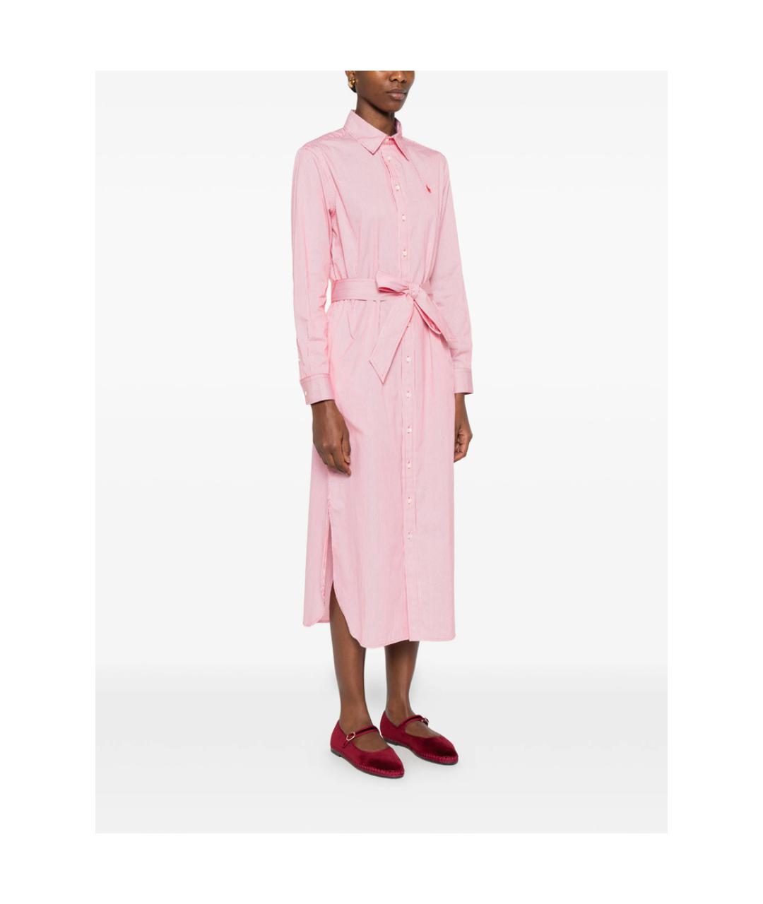 RALPH LAUREN Розовое хлопковое повседневное платье, фото 4