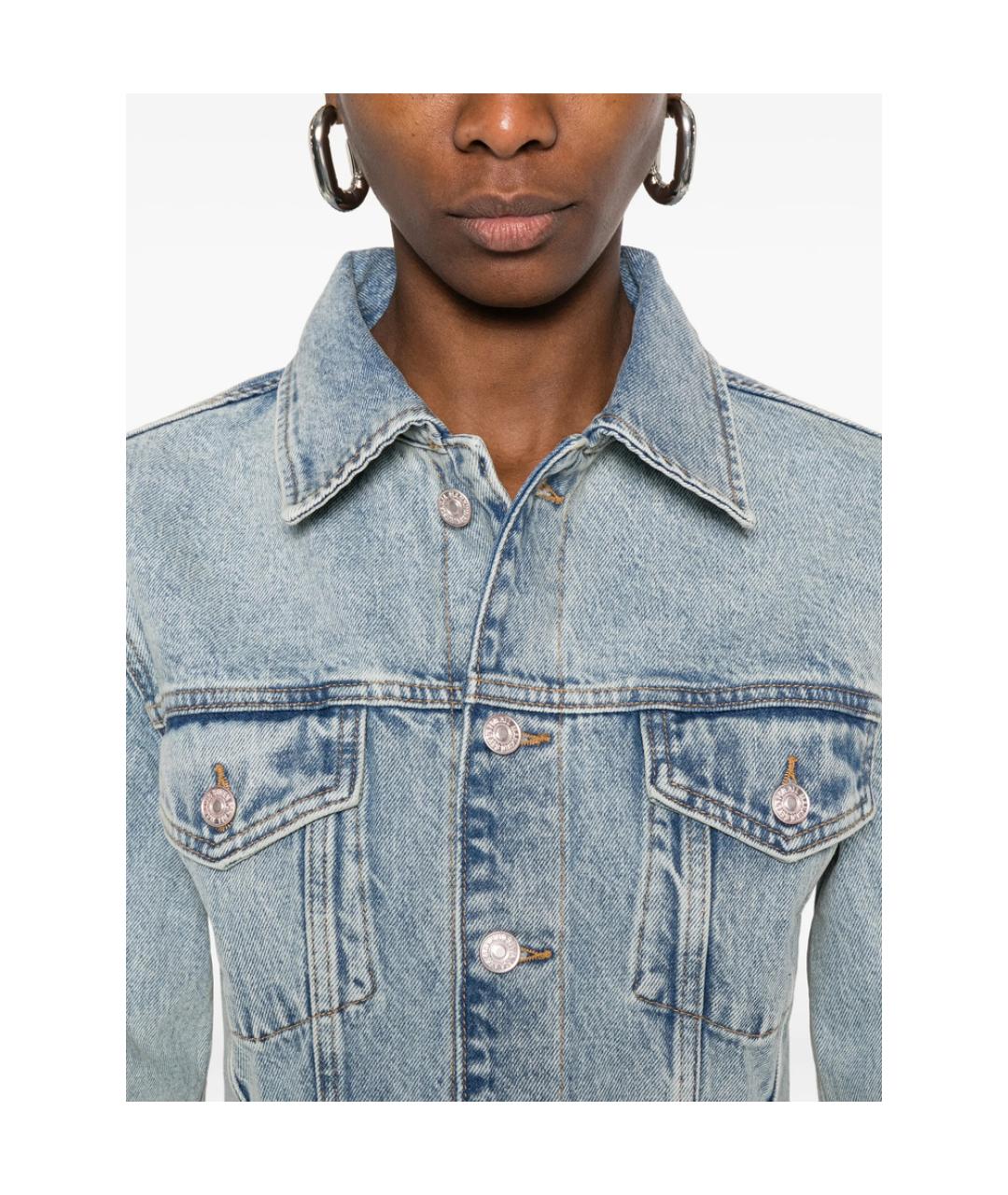 7 FOR ALL MANKIND Голубая хлопковая куртка, фото 4