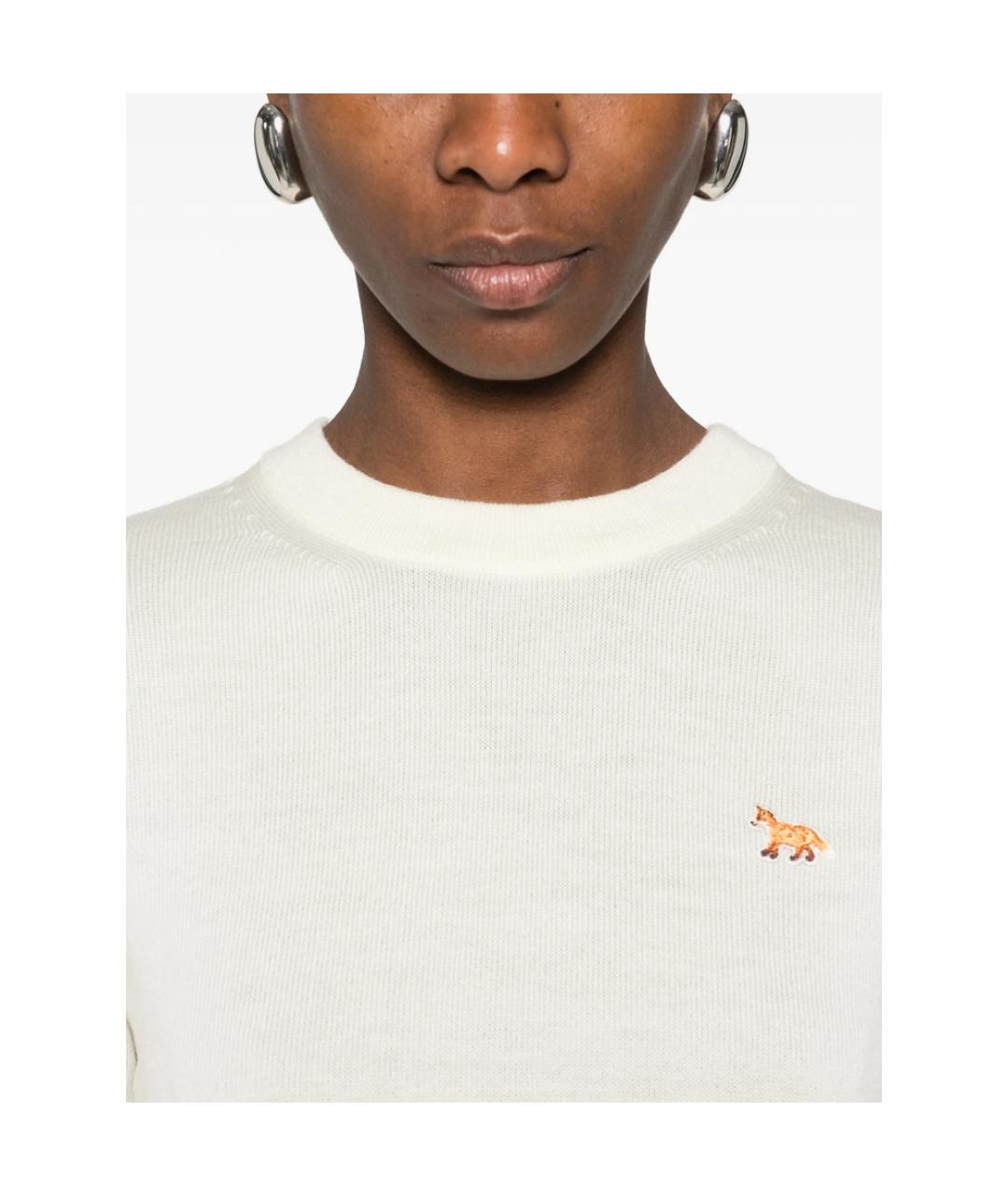 MAISON KITSUNE Бежевый шерстяной джемпер / свитер, фото 4