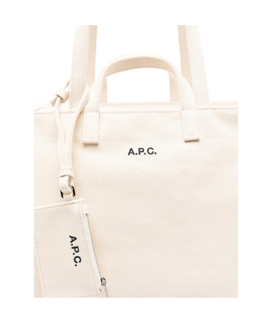 A.P.C. Белая хлопковая сумка тоут, фото 2