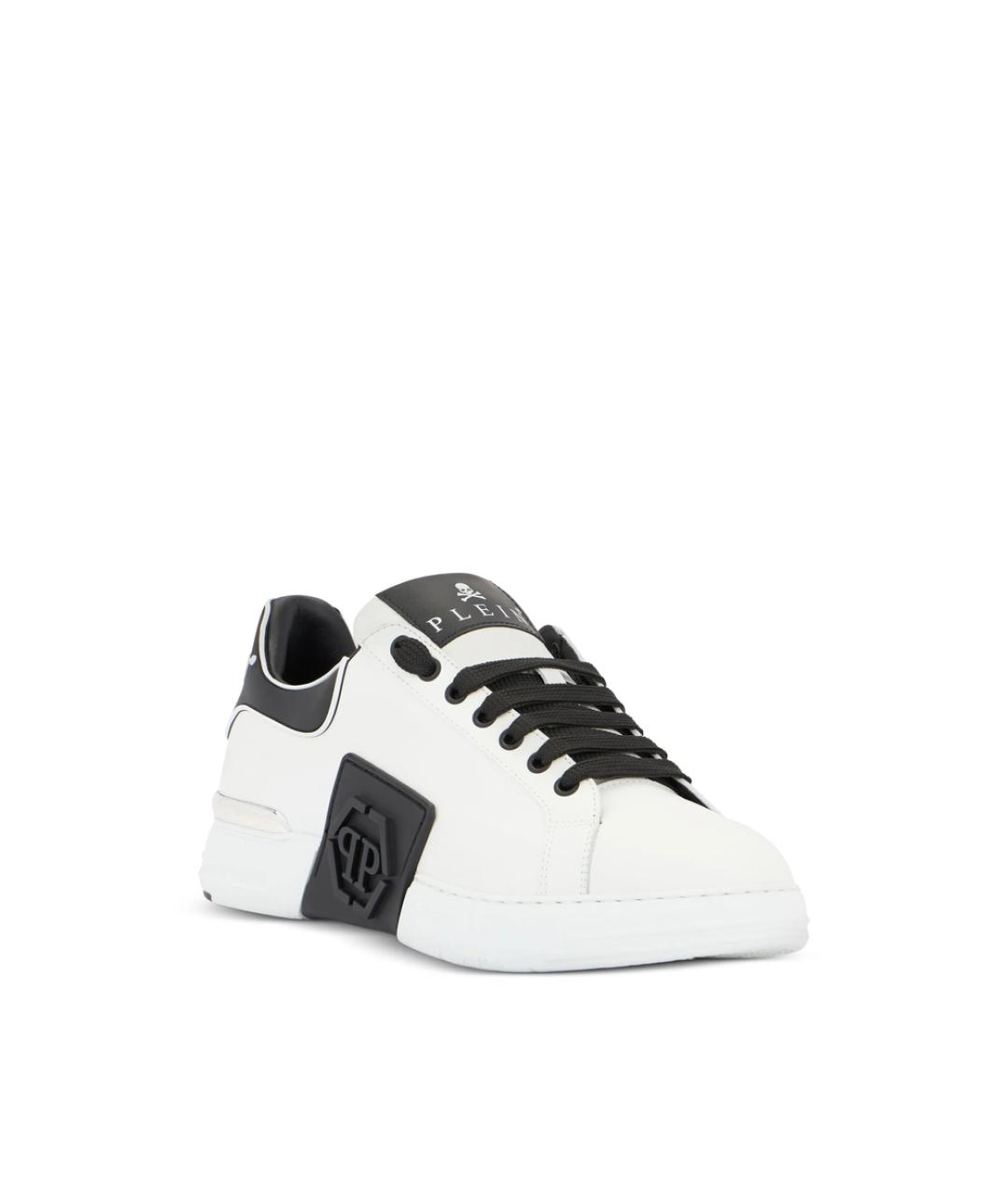 PHILIPP PLEIN Белые кожаные низкие кроссовки / кеды, фото 3