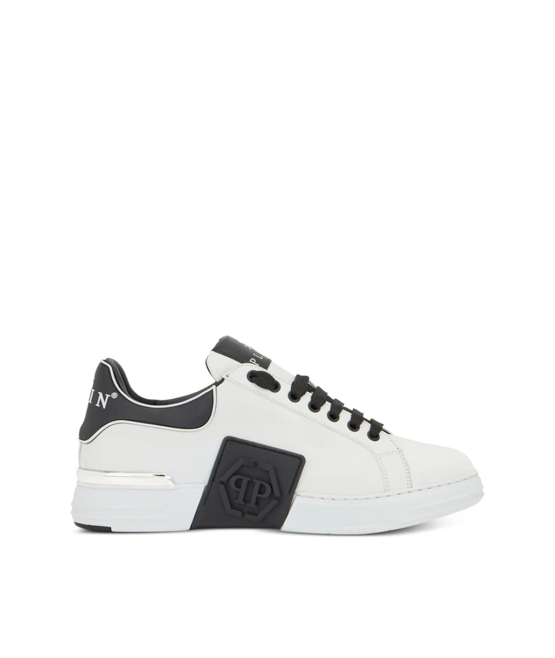 PHILIPP PLEIN Белые кожаные низкие кроссовки / кеды, фото 1