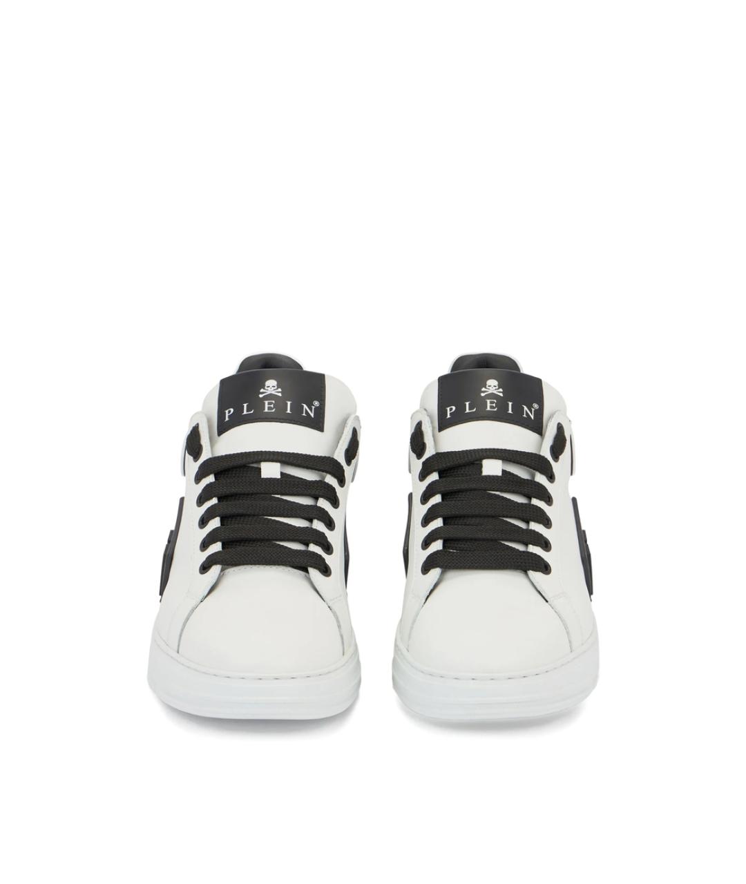 PHILIPP PLEIN Белые кожаные низкие кроссовки / кеды, фото 2