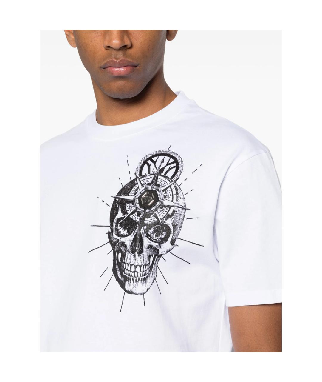 PHILIPP PLEIN Белая хлопковая футболка, фото 5