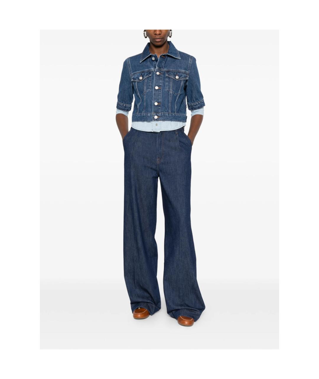 7 FOR ALL MANKIND Синие хлопковые джинсы клеш, фото 3