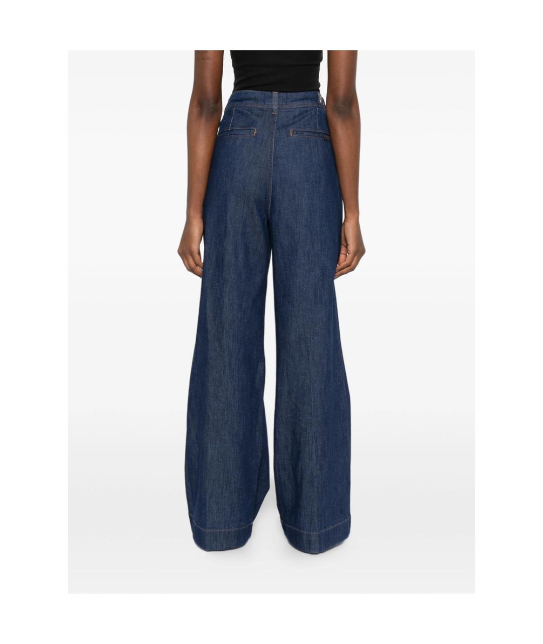 7 FOR ALL MANKIND Синие хлопковые джинсы клеш, фото 4