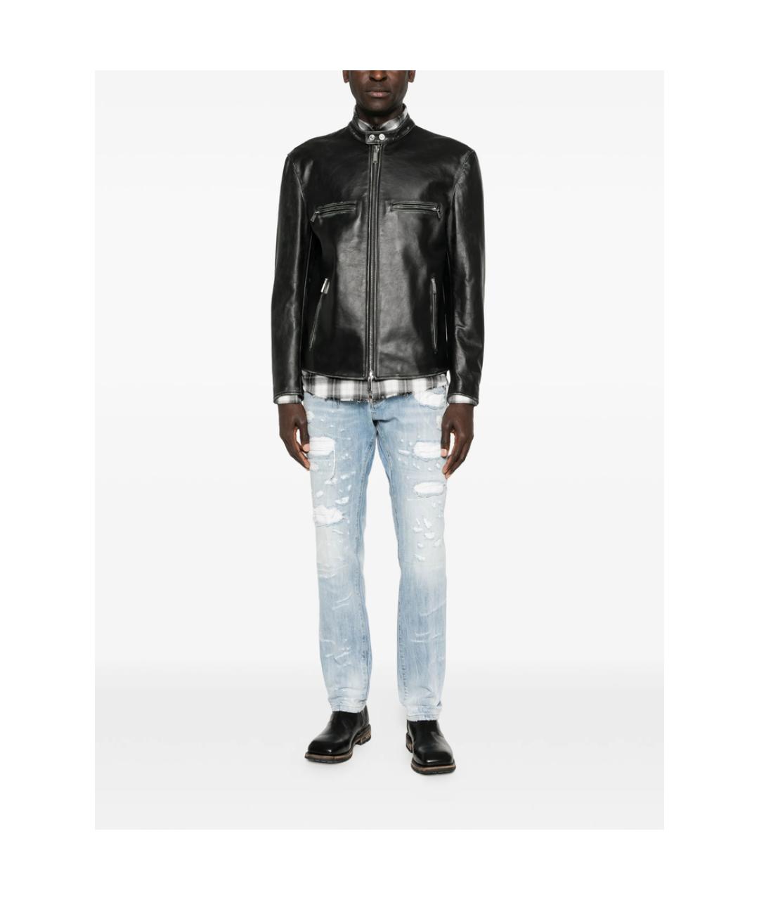 DSQUARED2 Черная кожаная куртка, фото 2