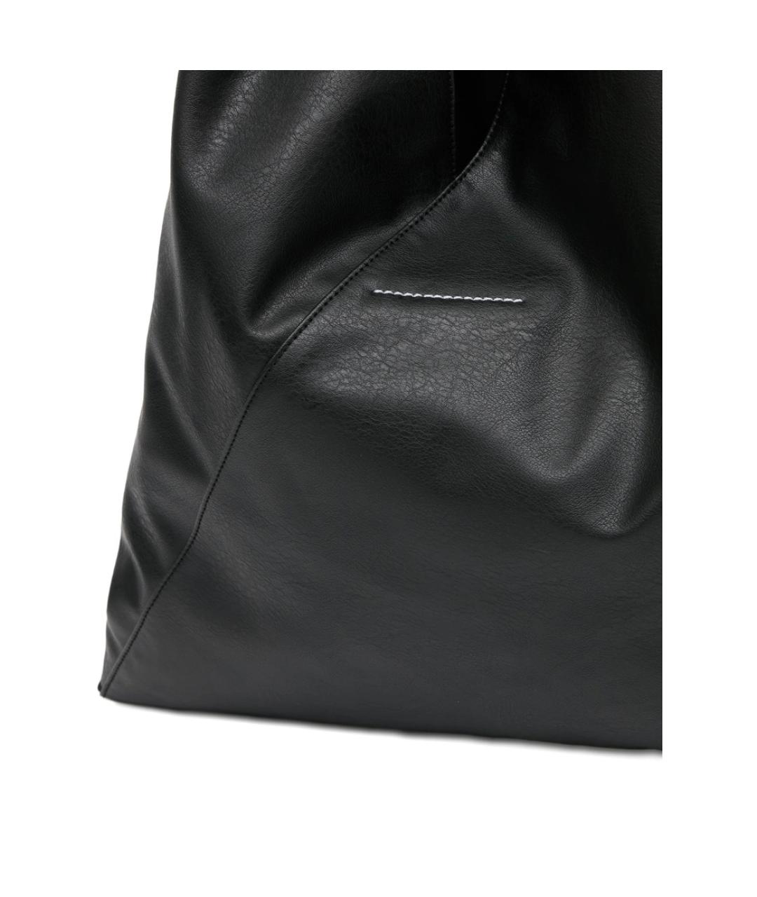 MM6 MAISON MARGIELA Черная кожаная сумка тоут, фото 3