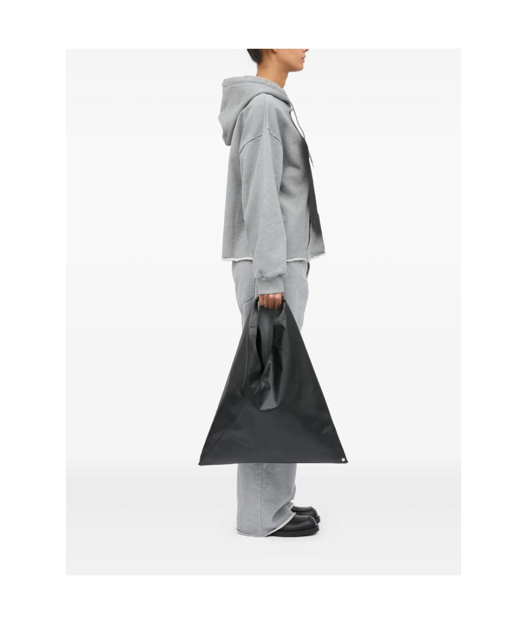 MM6 MAISON MARGIELA Черная кожаная сумка тоут, фото 4