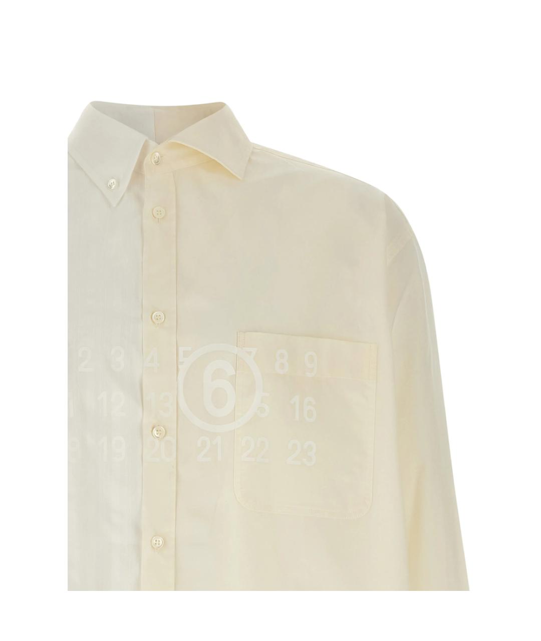 MM6 MAISON MARGIELA Бежевая хлопковая классическая рубашка, фото 3