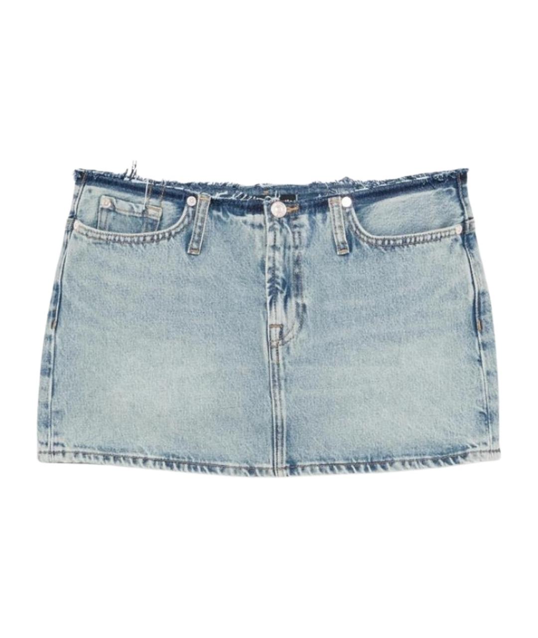 7 FOR ALL MANKIND Голубая хлопковая юбка мини, фото 1