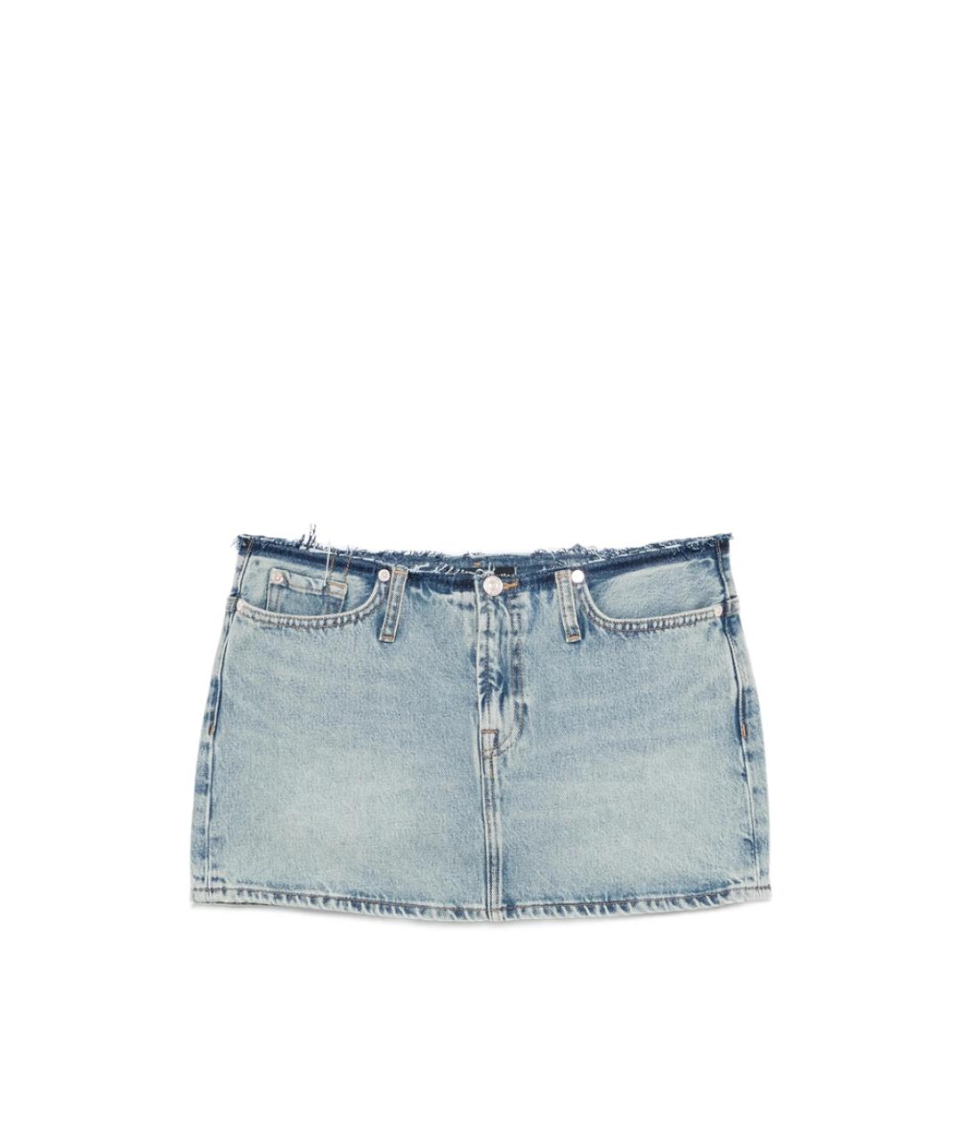 7 FOR ALL MANKIND Голубая хлопковая юбка мини, фото 6