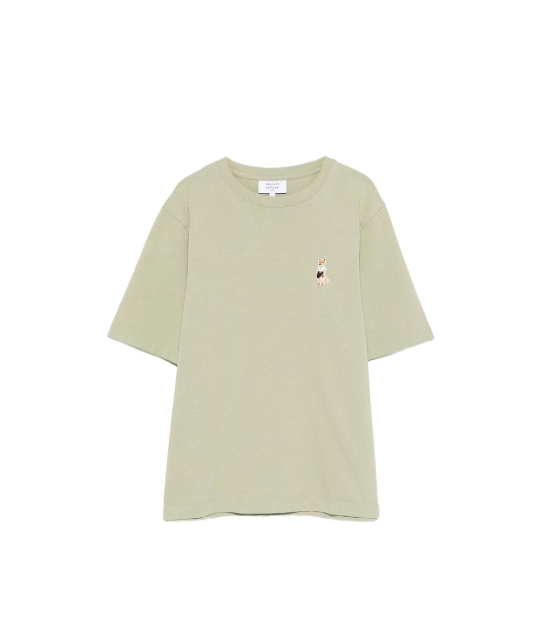 MAISON KITSUNE Зеленая хлопковая футболка, фото 1