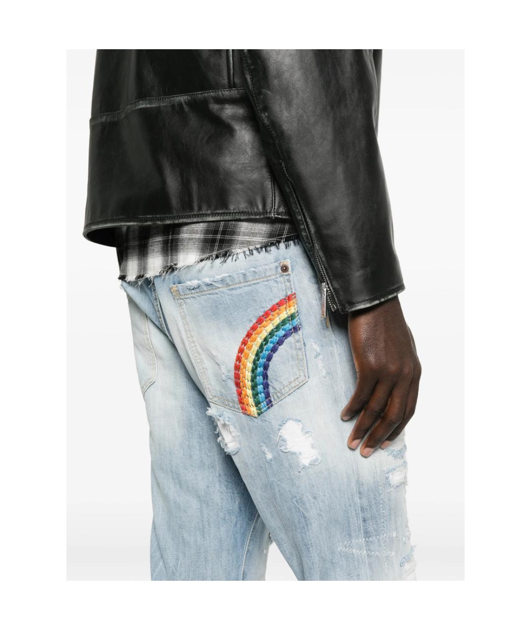 DSQUARED2 Голубые хлопковые прямые джинсы, фото 2
