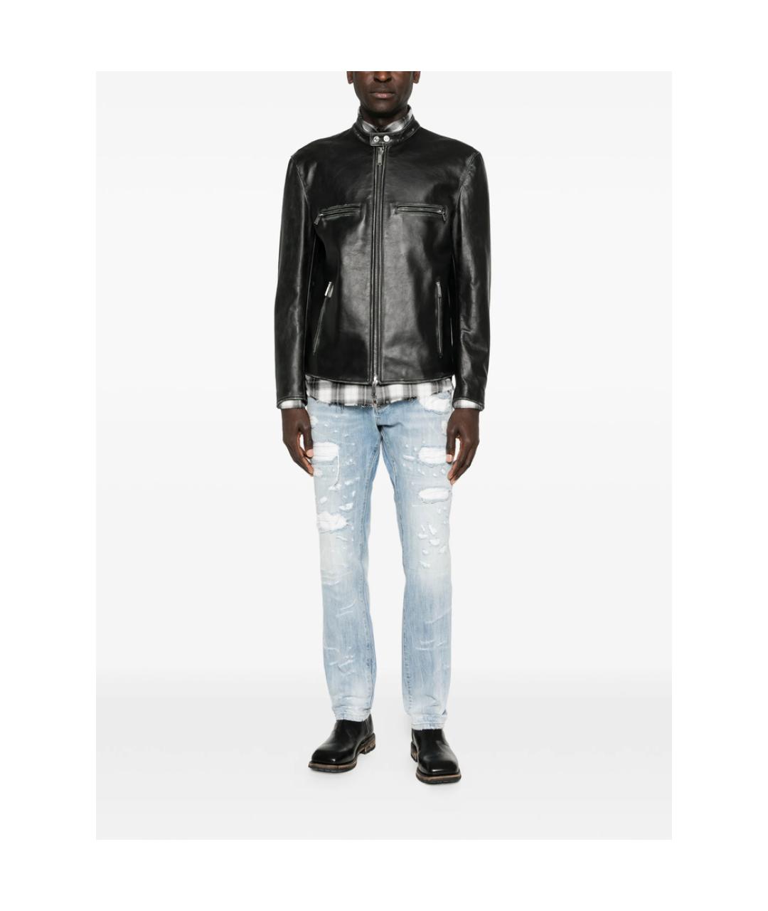 DSQUARED2 Голубые хлопковые прямые джинсы, фото 4