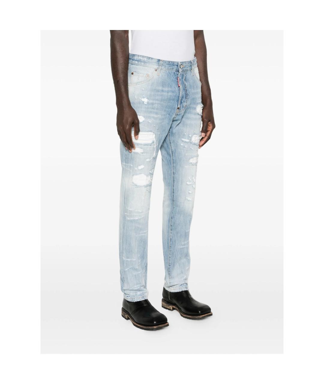 DSQUARED2 Голубые хлопковые прямые джинсы, фото 3