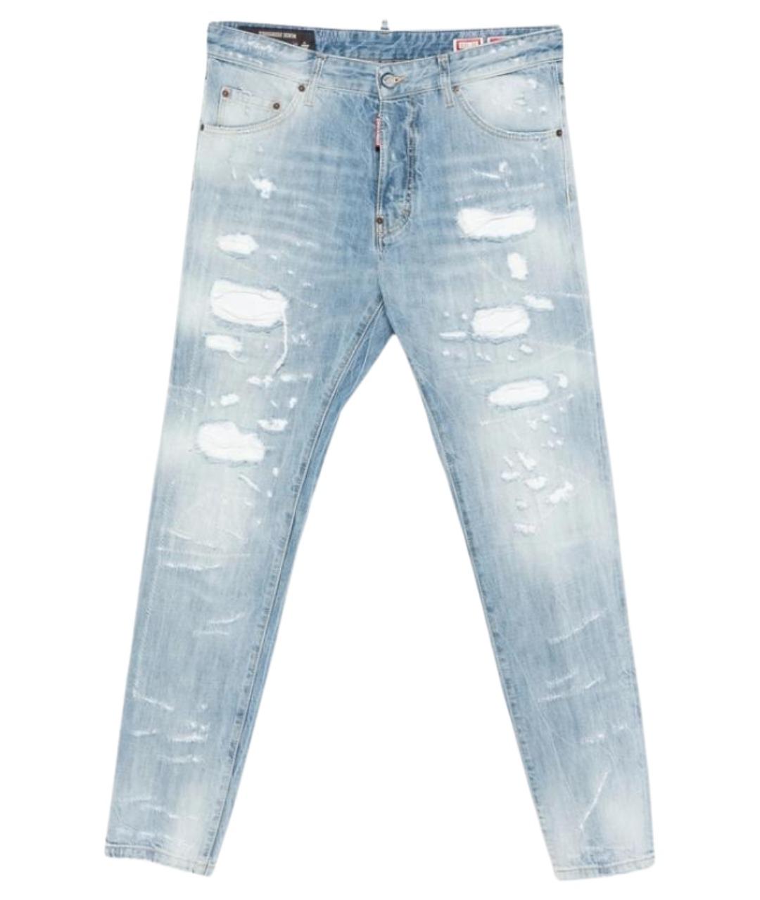 DSQUARED2 Голубые хлопковые прямые джинсы, фото 1