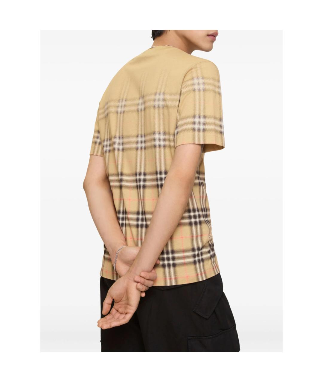 BURBERRY Бежевая хлопковая футболка, фото 3