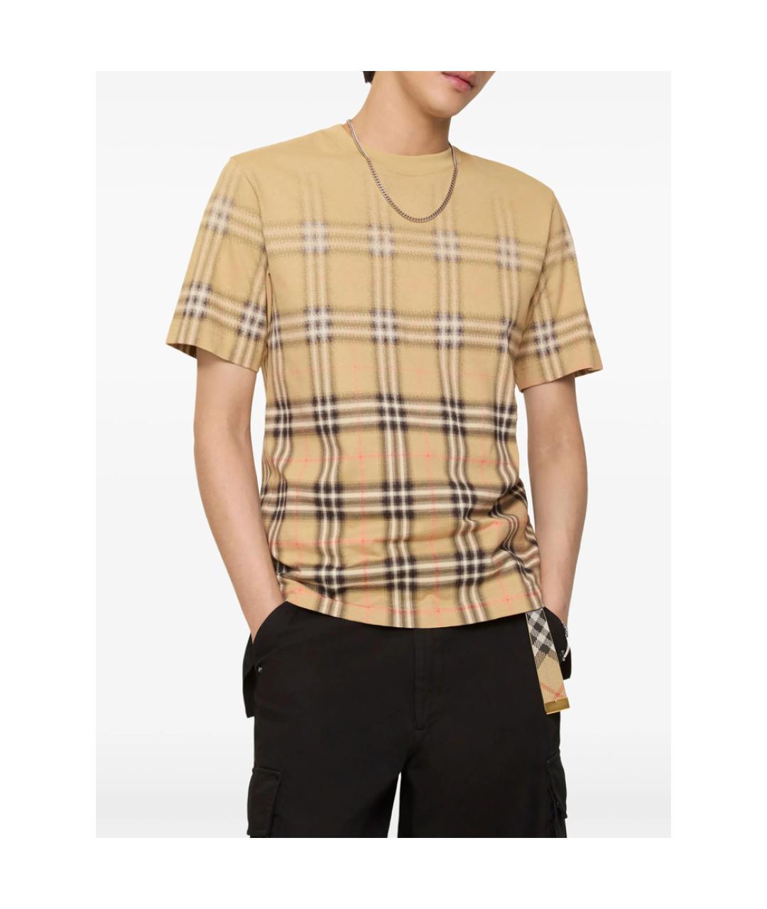 BURBERRY Бежевая хлопковая футболка, фото 4