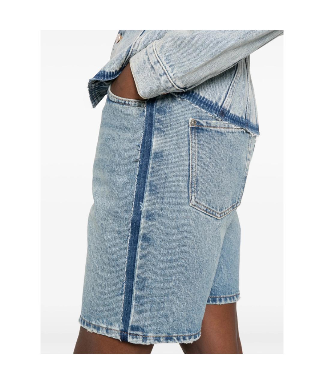 7 FOR ALL MANKIND Голубые хлопковые шорты, фото 2