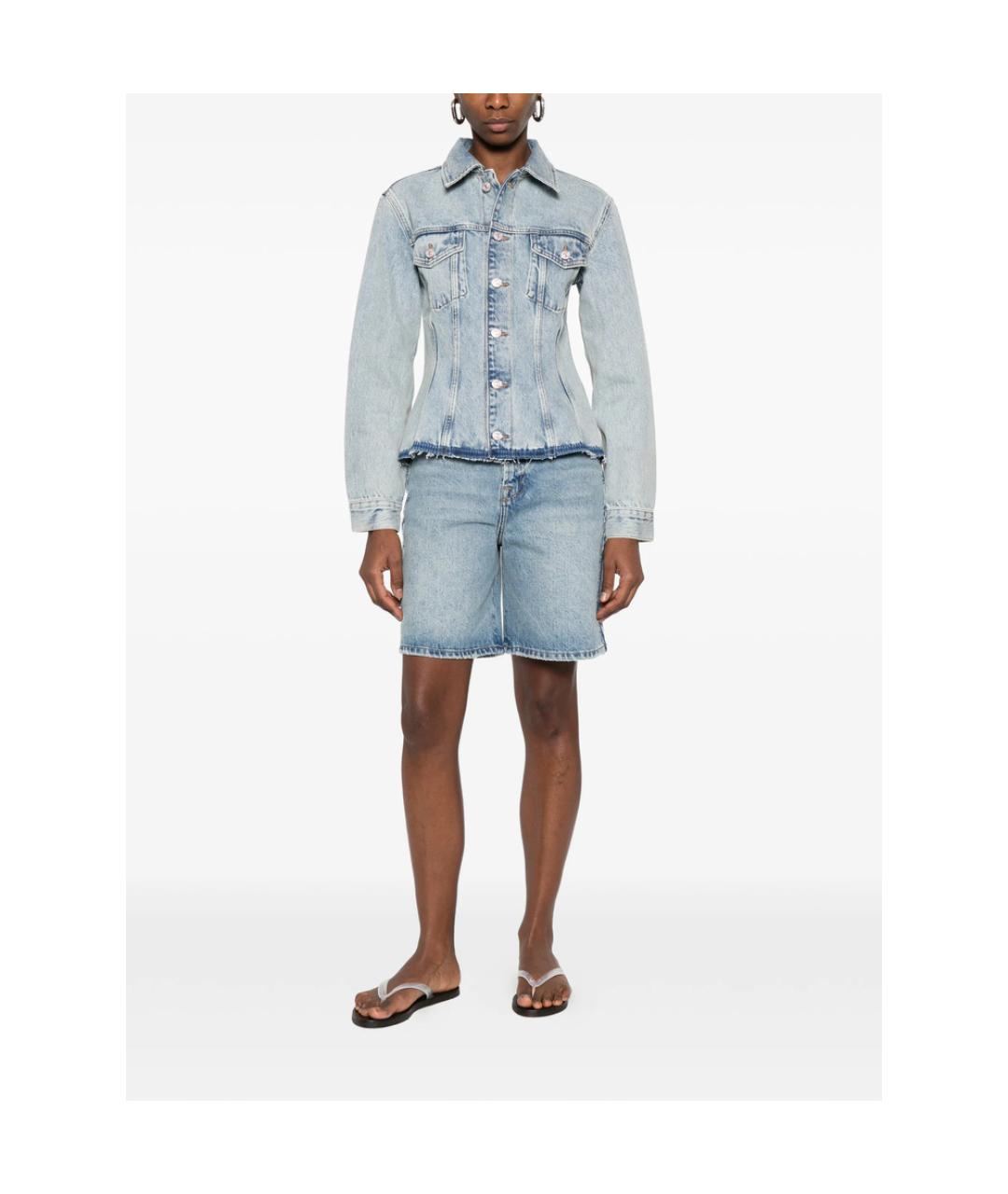 7 FOR ALL MANKIND Голубые хлопковые шорты, фото 3