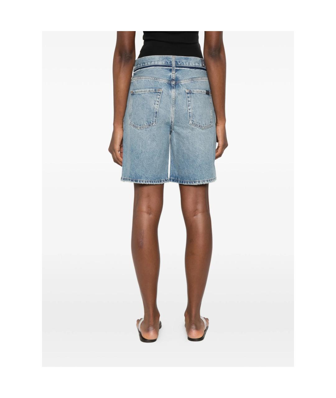 7 FOR ALL MANKIND Голубые хлопковые шорты, фото 5
