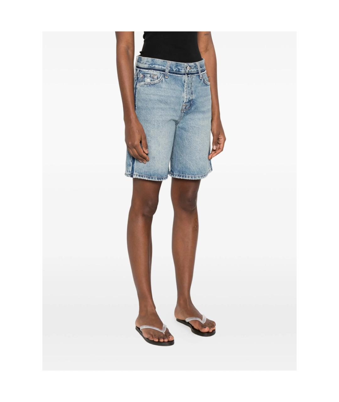 7 FOR ALL MANKIND Голубые хлопковые шорты, фото 4