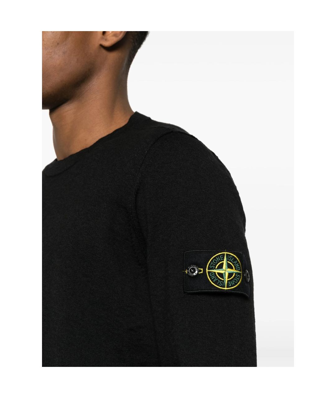 STONE ISLAND Черный хлопковый джемпер / свитер, фото 4