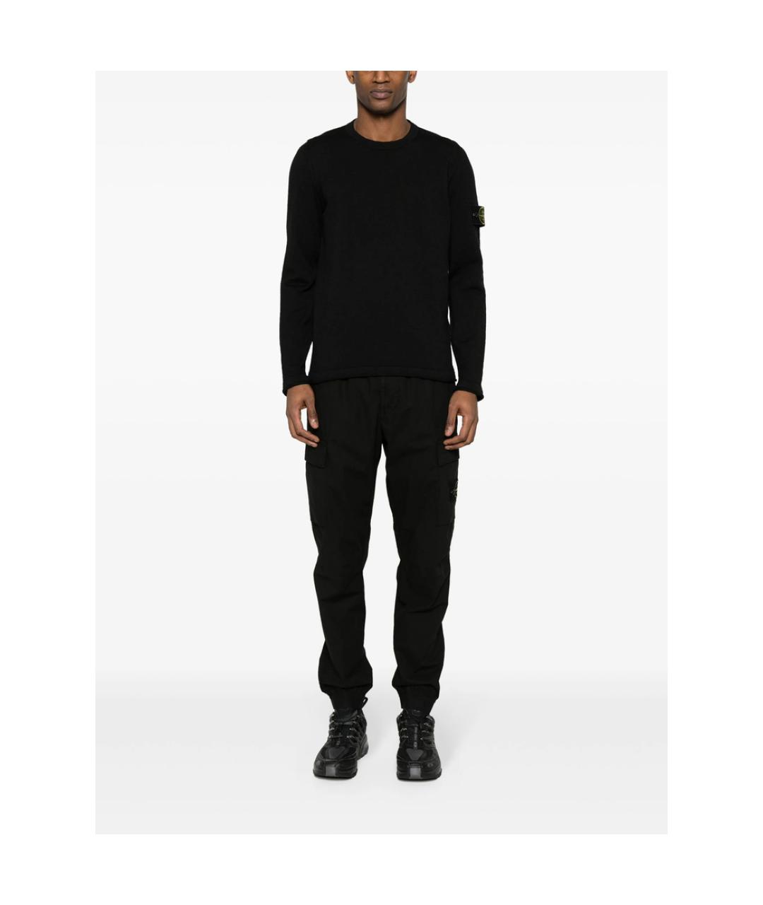 STONE ISLAND Черный хлопковый джемпер / свитер, фото 2