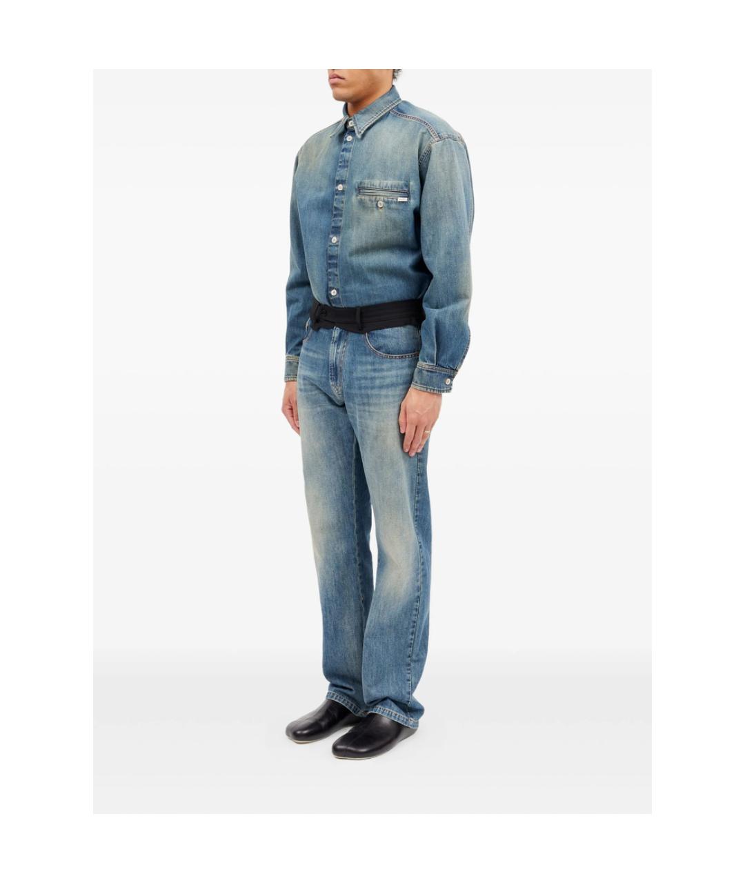 MM6 MAISON MARGIELA Синие хлопковые прямые джинсы, фото 2