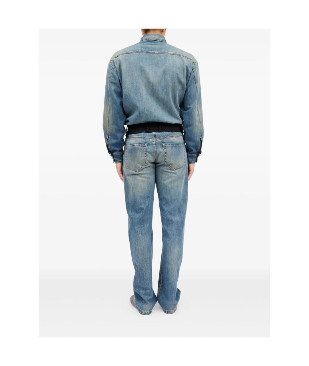 MM6 MAISON MARGIELA Синие хлопковые прямые джинсы, фото 4
