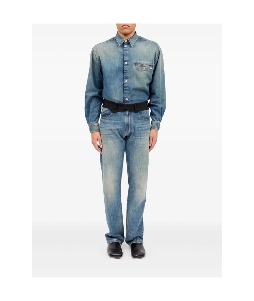 MM6 MAISON MARGIELA Синие хлопковые прямые джинсы, фото 1
